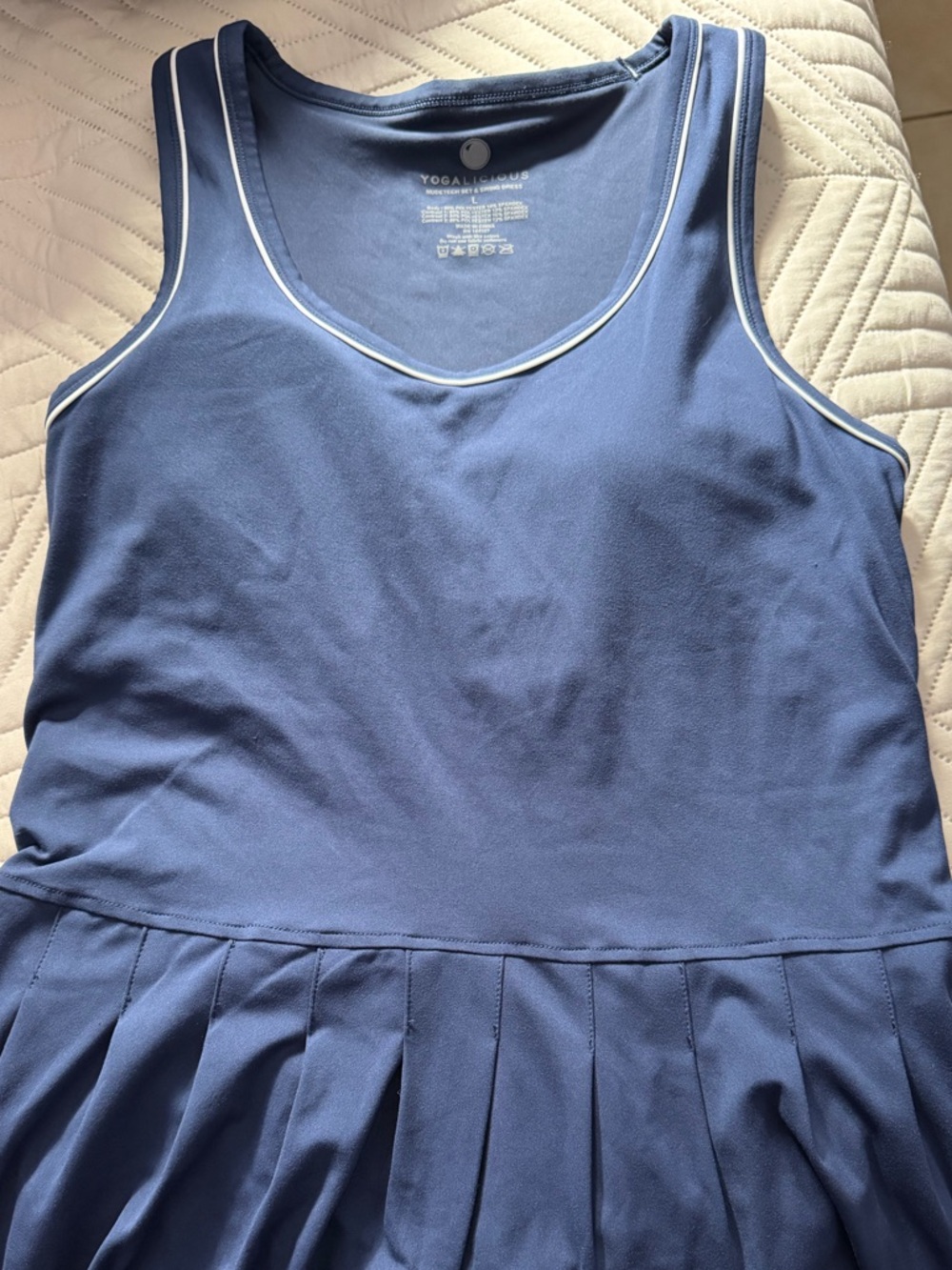 Yogalicious Navy Blue Athletic Tank with White Piping